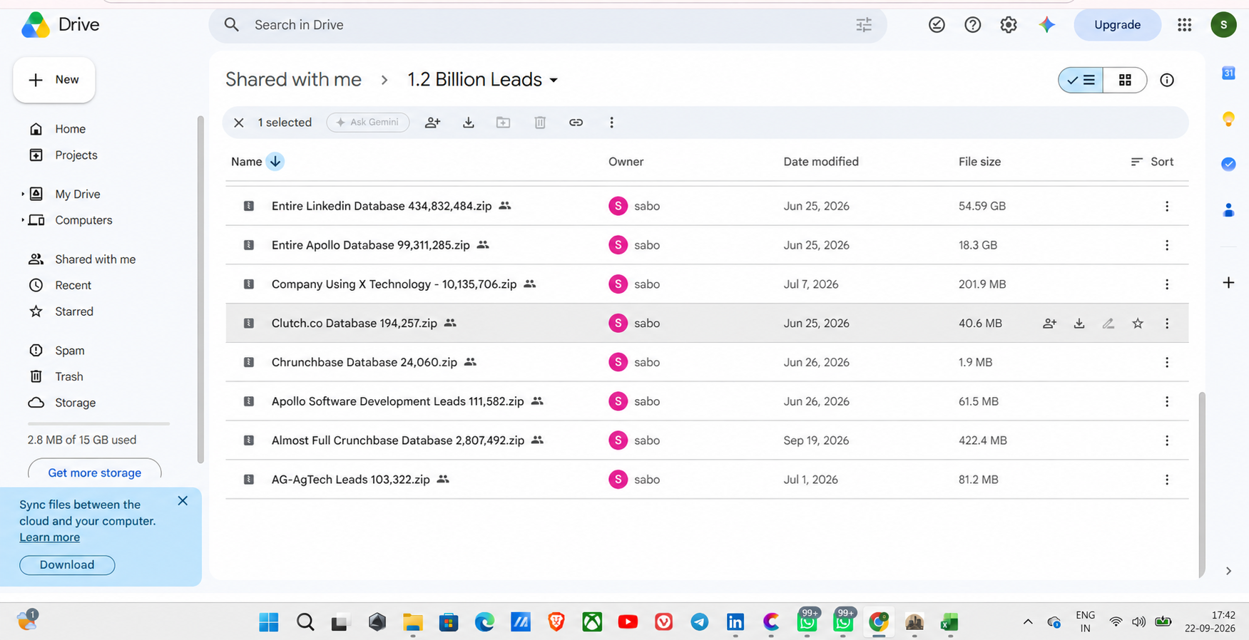 Additional database and file collection preview